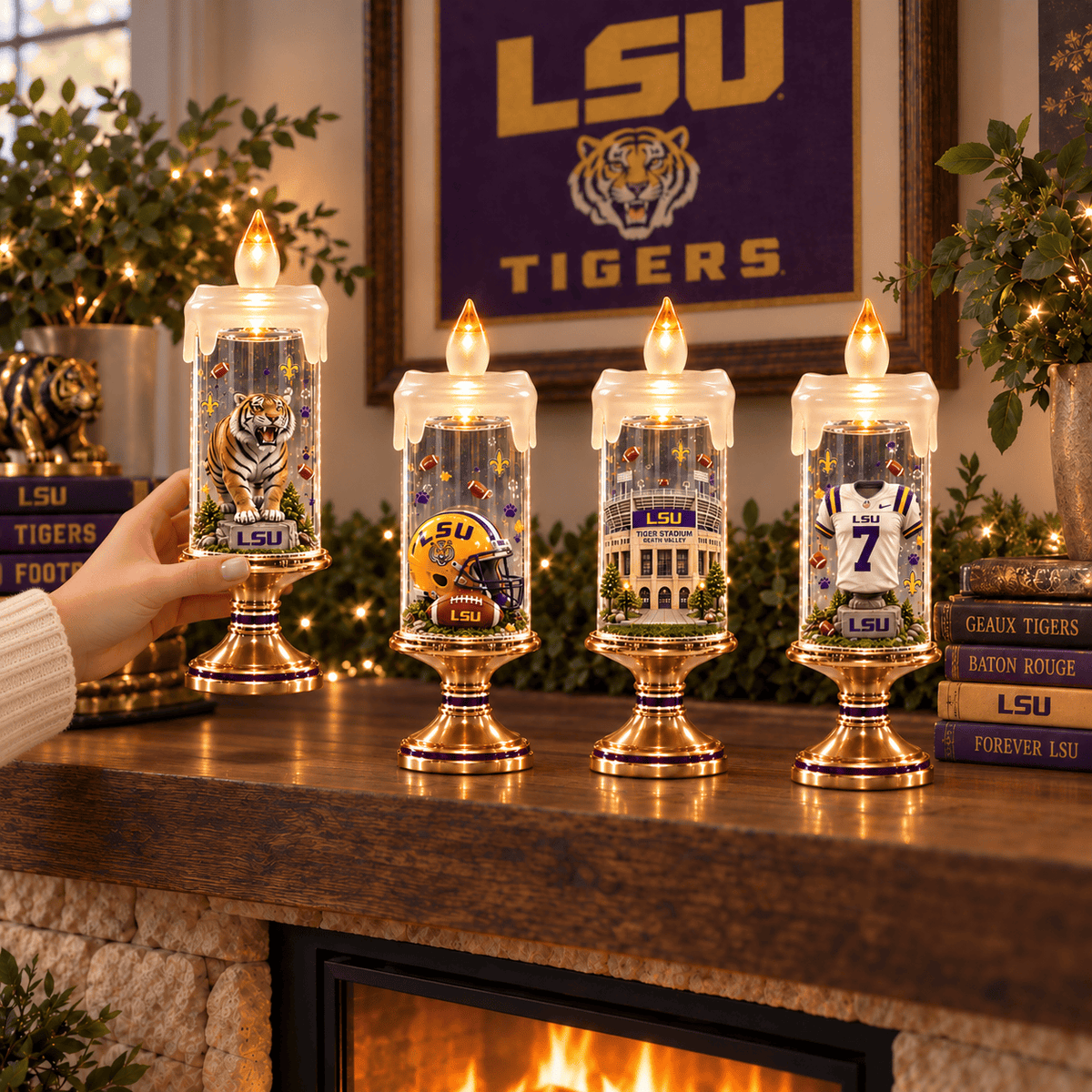 Premium LSU Candle Ornament Lights PVNA