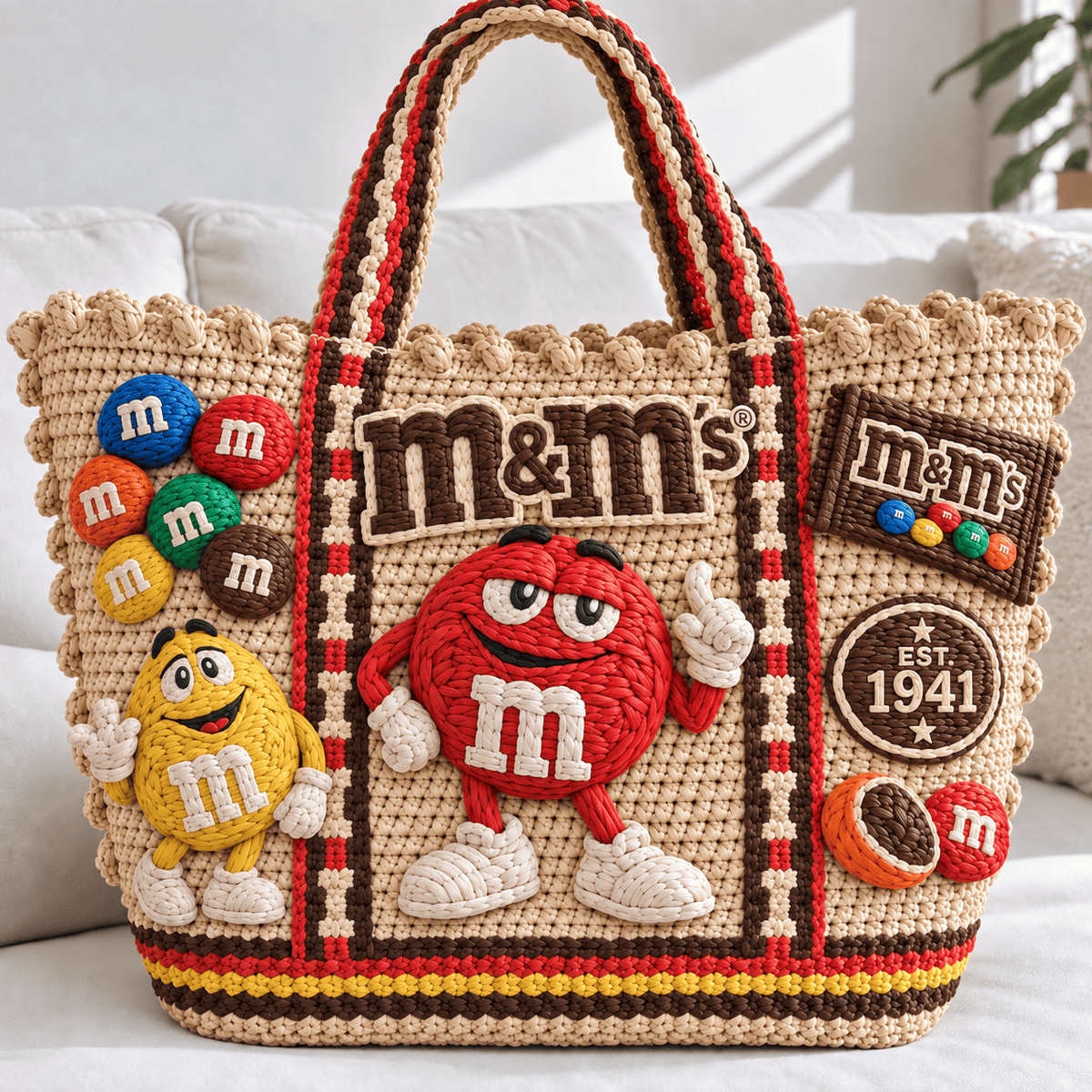 M&M Straw-Style Embellished Tote Bag NTKO