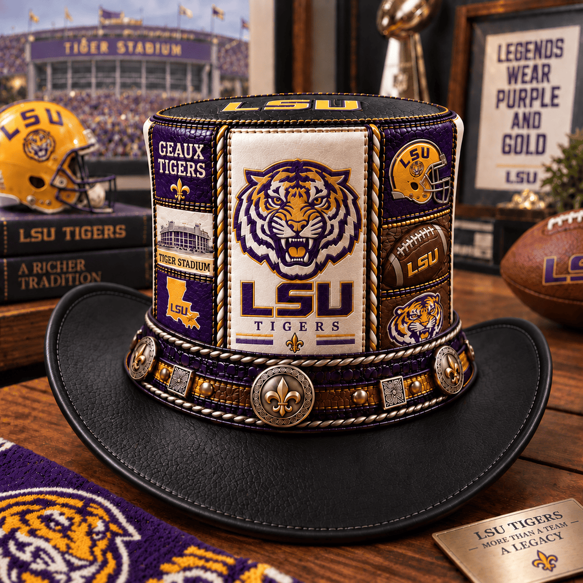 LSU Premium Leather Top Hat PDL