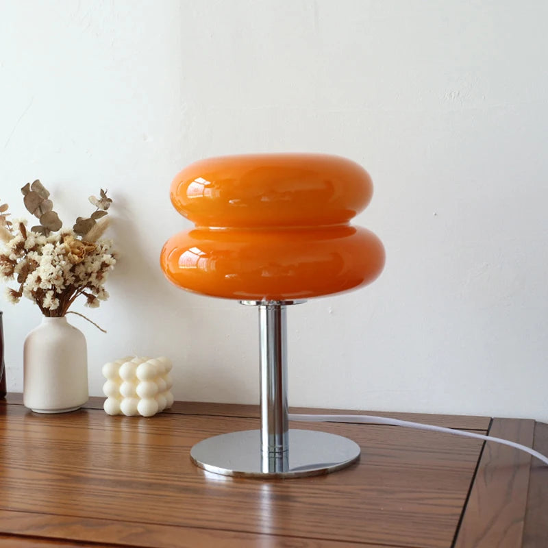 Macaron Glass Table Lamp for Girls Trichromatic Dimming Eye Protection Night Light Bedroom Bedside Living Room Decor