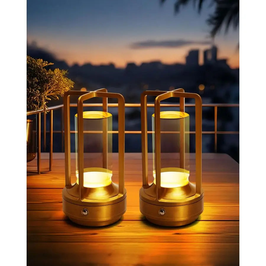 of 2 Cordless Table Lamps, LED Rechargeable Battery Operated Desk Lamps with 3 Color Stepless Dimmable, Small Light Portable for
