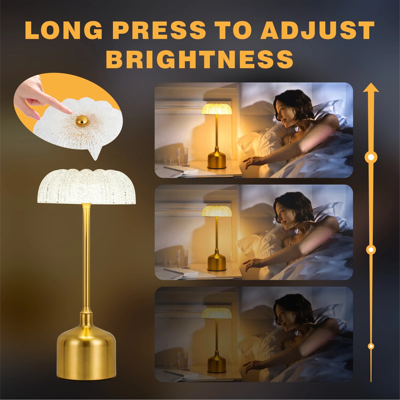 Retro Touch Dimming LED Desk Lamp Rechargeable Vintage Night Light for Bar Restaurant Cafe Bedroom Table Home Decoration