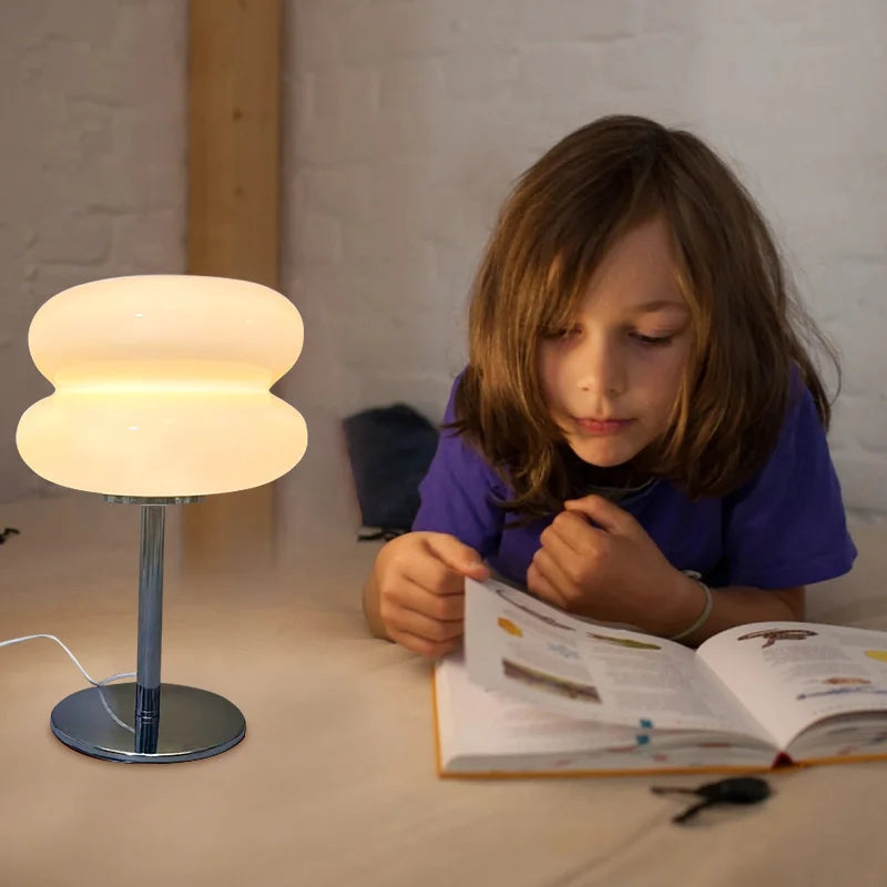 Macaron Glass Table Lamp for Girls Trichromatic Dimming Eye Protection Night Light Bedroom Bedside Living Room Decor